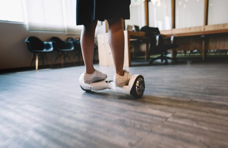 Woman moving on hover board
